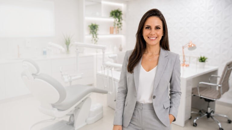 Dra. Kelly Pereira em consultório odontológico em Ribeirão Preto